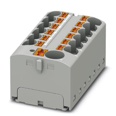 Phoenix Contact Finger-Safe Power Distribution Block; PTFIX 10/12X4 GY; 41A; 13-Pole; Push-In Terminals; 1/1 Line/Load Terminal Openings; Direct Mount